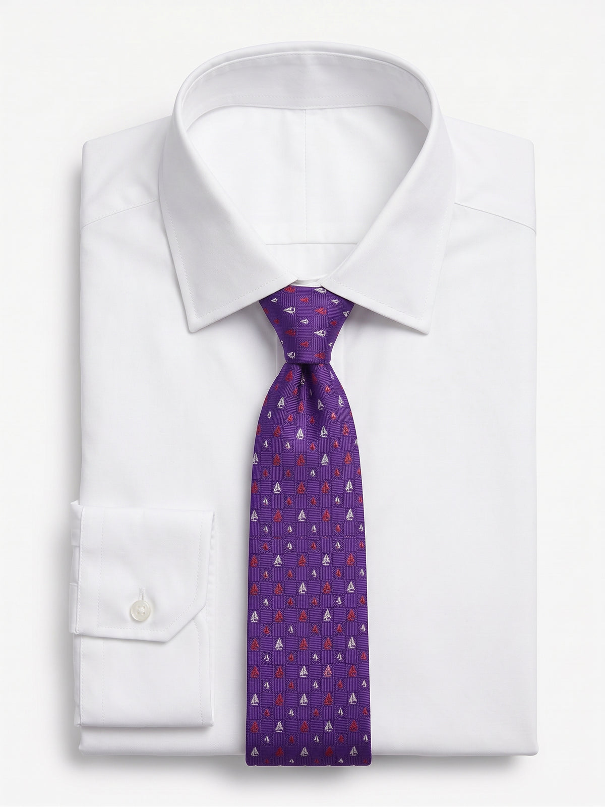 Corbata de seda Monaco Purple con estampado de barcos – Mr. Tie