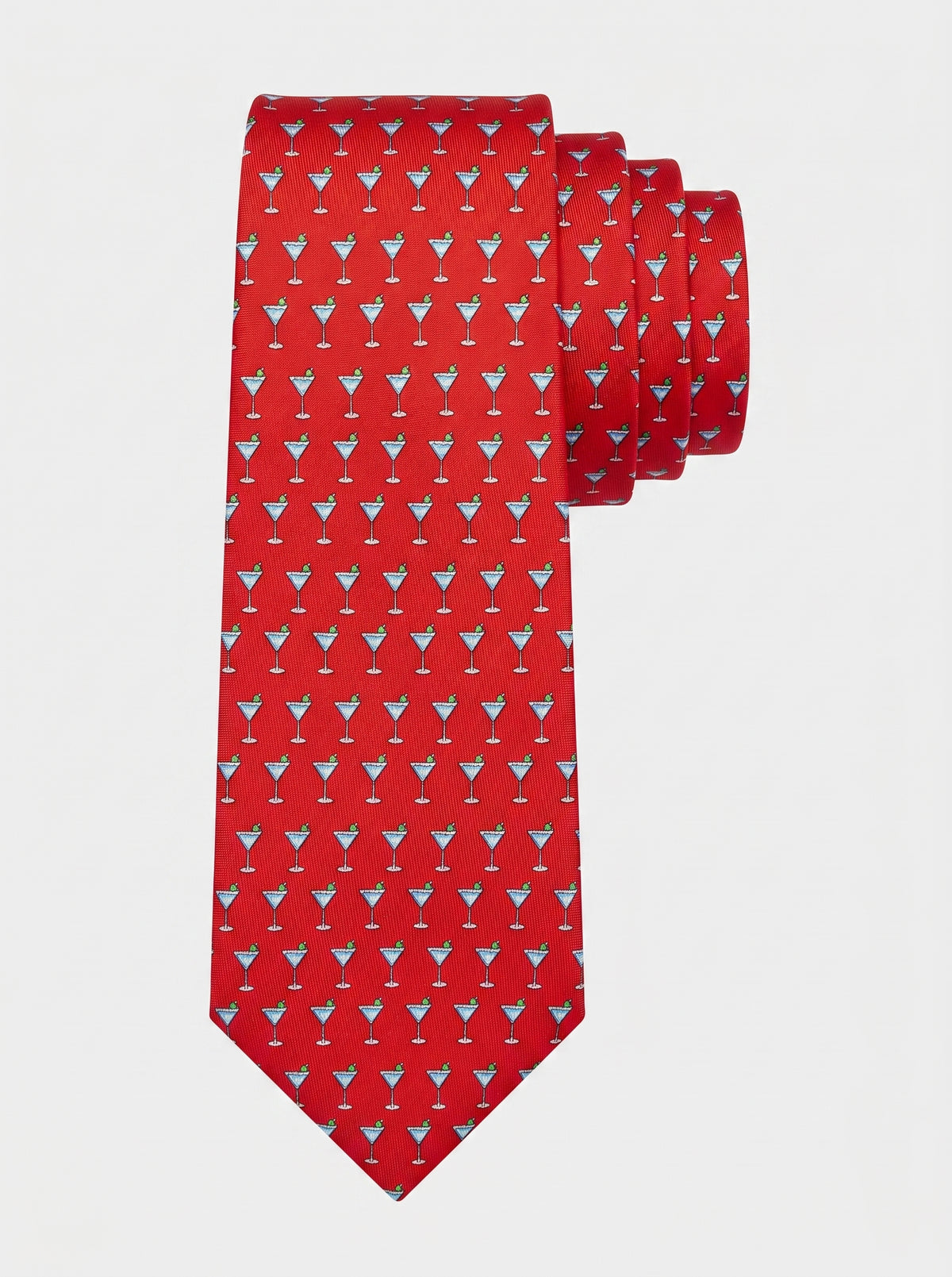 Corbata de seda Martini Rojo con estampado de martinis – Mr. Tie