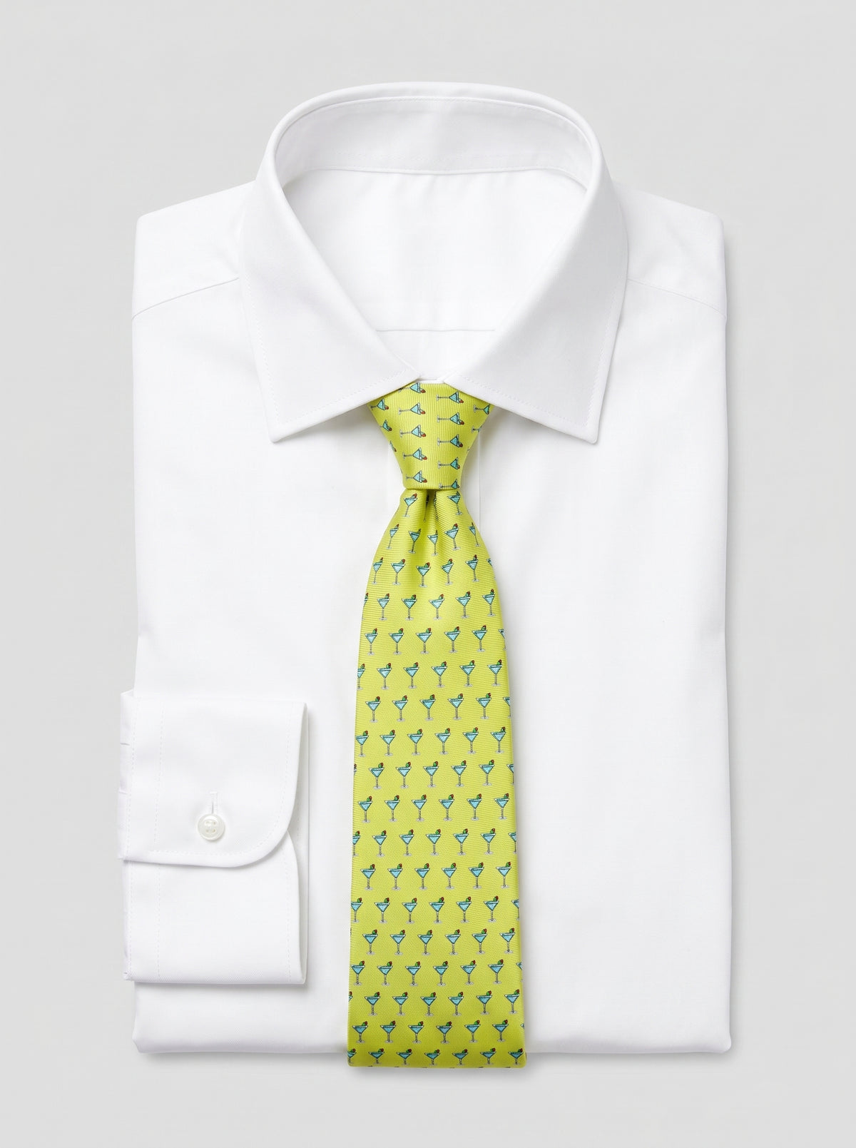 Corbata de seda Martini Amarillo con estampado de martinis – Mr. Tie