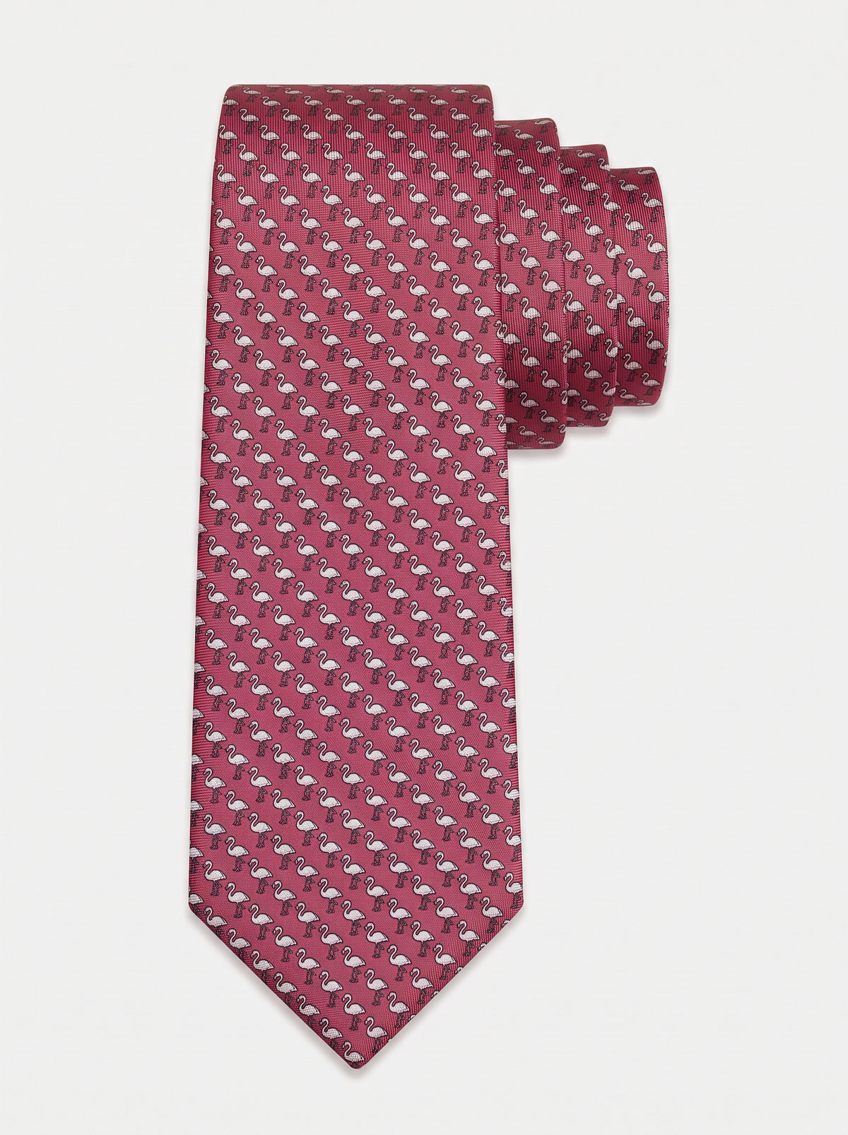 Corbata de seda rosada con flamencos estampados, colección Manada de Mr Tie
