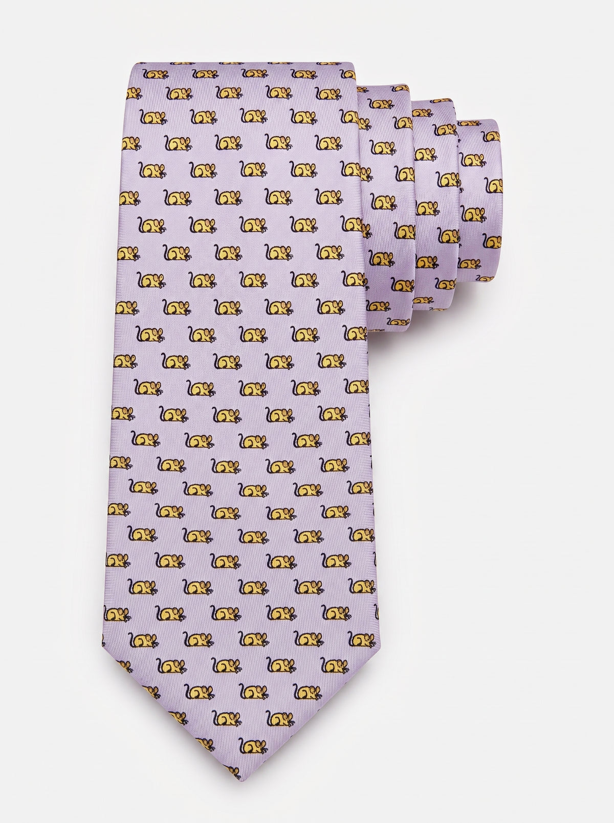 Corbata de seda New York Grey con estampado de ratones – Mr. Tie