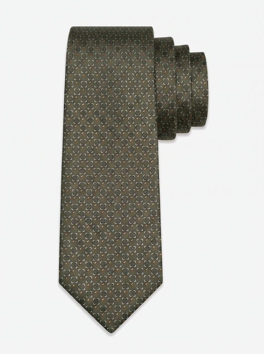 Corbata de seda verde con tréboles estampados, colección Manada de Mr Tie