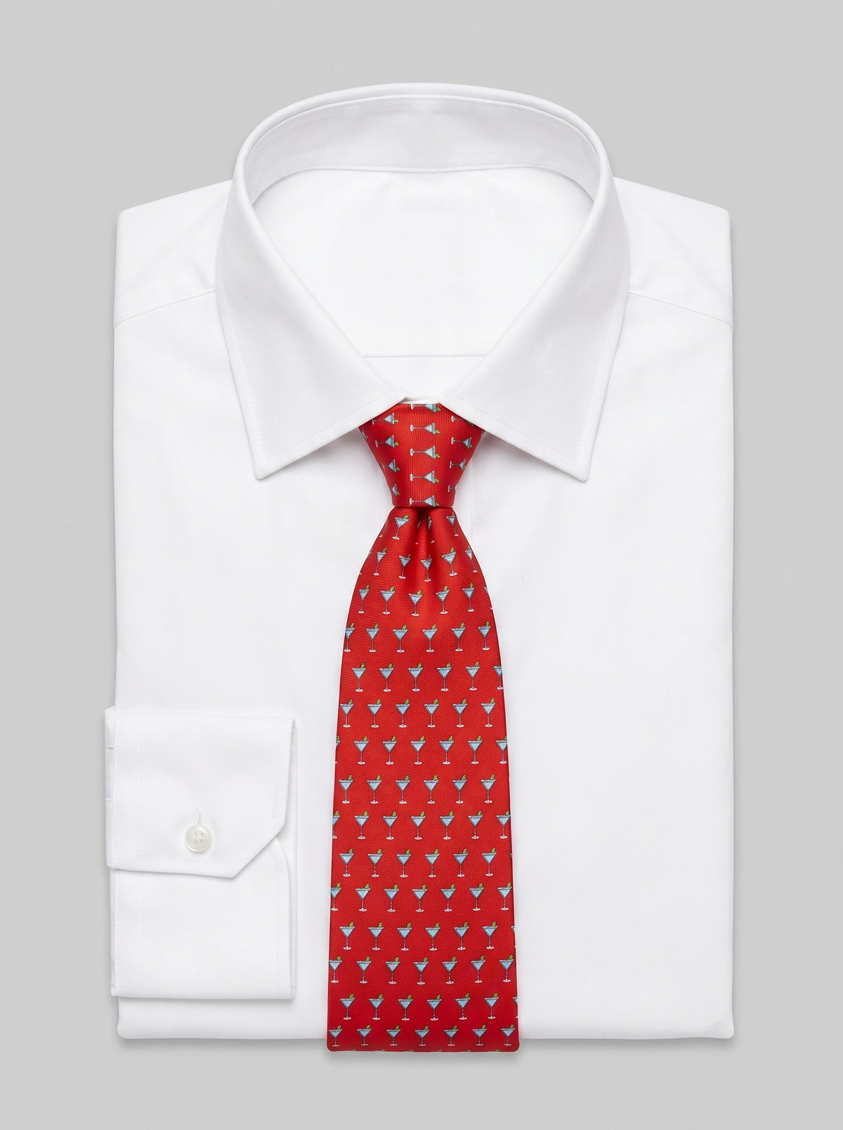 Corbata de seda Martini Rojo con estampado de martinis – Mr. Tie