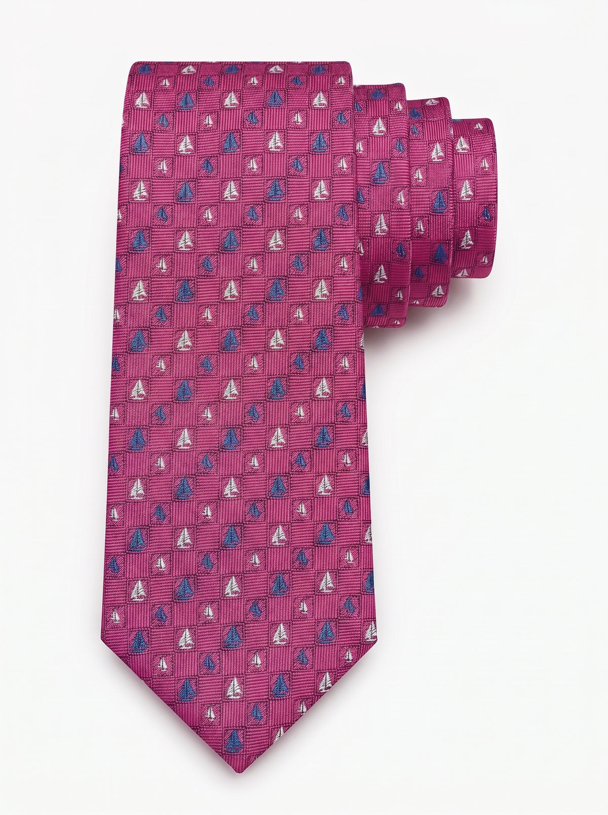 Corbata de seda Monaco Pink con estampado de barcos – Mr. Tie