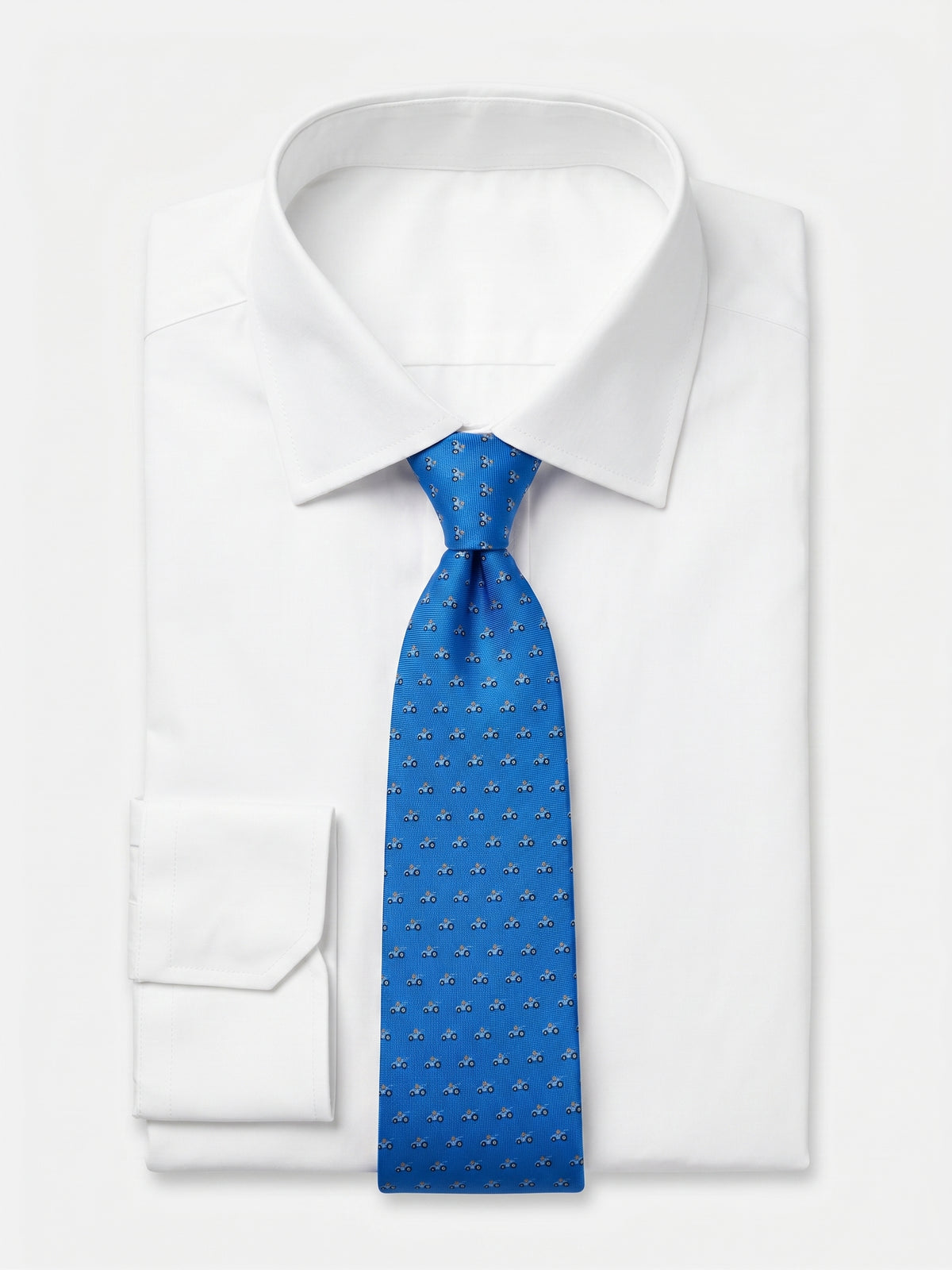 Corbata de seda Maranello Azul con estampado de carros – Mr. Tie