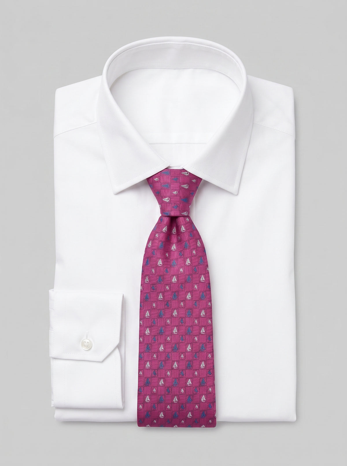 Corbata de seda Monaco Pink con estampado de barcos – Mr. Tie