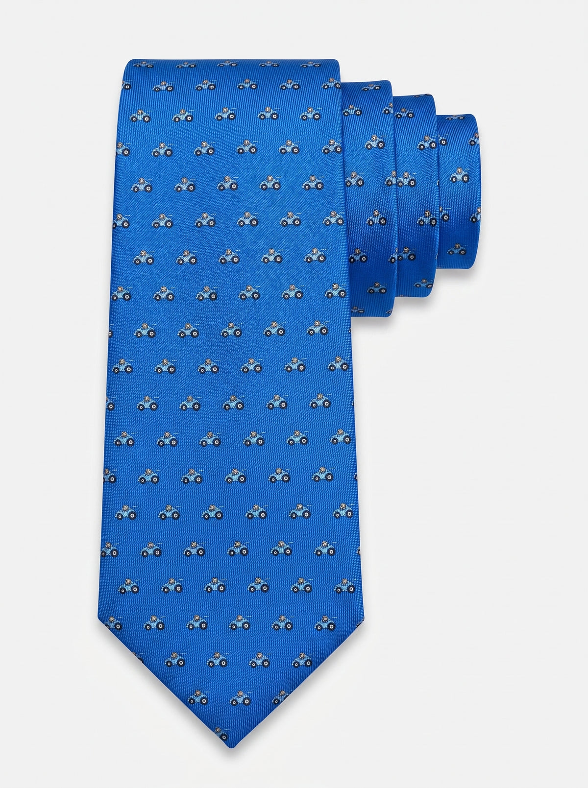 Corbata de seda Maranello Azul con estampado de carros – Mr. Tie